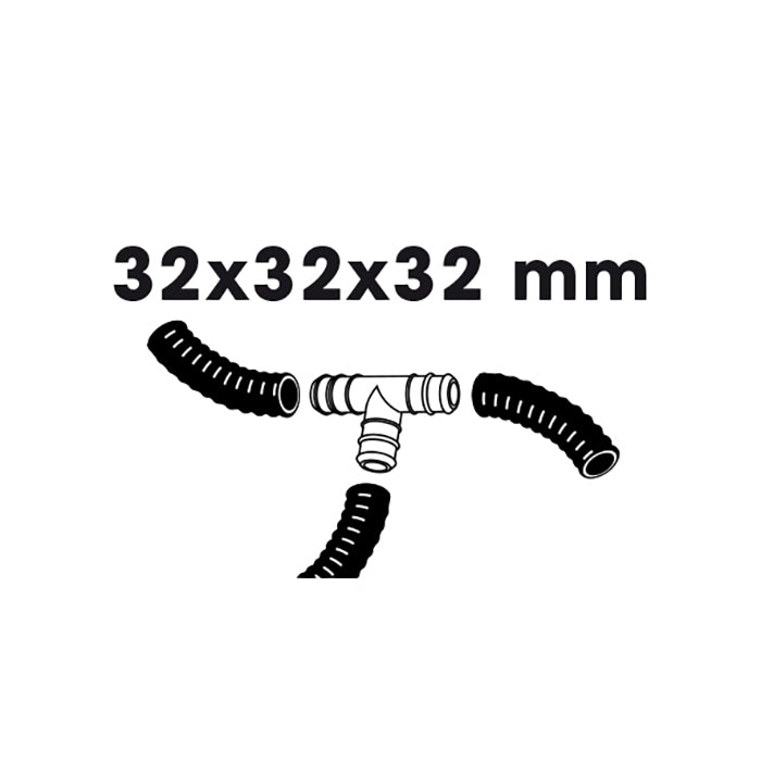 Raccord de tuyaux, dérivation pièce en T - Ø32 (1¼") x Ø32 (1¼") x Ø32 (1¼") mm