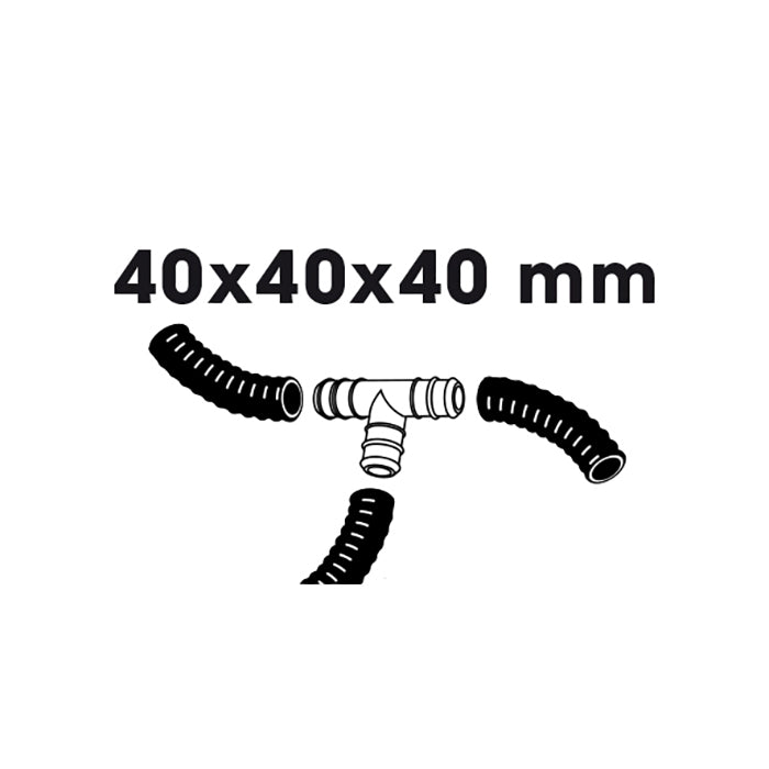 Raccord de tuyaux, dérivation pièce en T - Ø40 (1½") x Ø40 (1½") x Ø40 (1½") mm