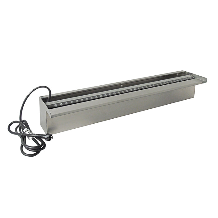 NIAGARA LED 60 - cascade - Inox 304, transfo 230VAC/12VAC-50Hz, 35 leds blanc, incl. connecteur 1" - LED : 240 Lumen, EEK A+, 4w - H10 x 60 x 12,5 cm