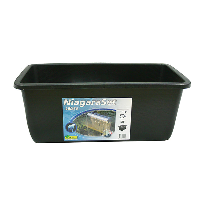 SET NIAGARA 60 LED - cascade NIAGARA 60 LED, 3900 l/h, conteneur 65l  Quadra I, tuyau 2m - für eine Einbauhöhe von max. 75 cm