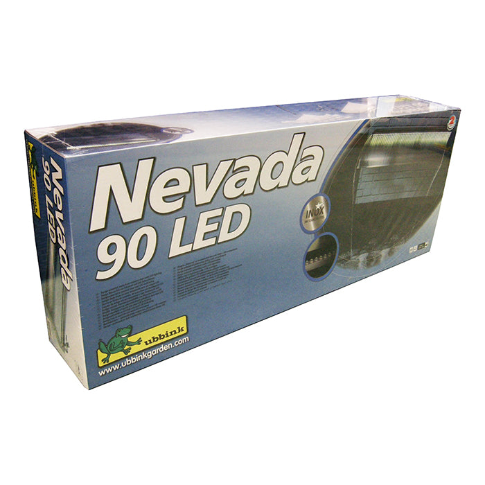 NEVADA LED 90 - cascade - Inox 304, transfo 230VAC/12VAC-50Hz, 62 leds blanc, incl. connecteur 1" - LED : 420 Lumen, EEK A+, 7w - H13 x 90 x 33 cm