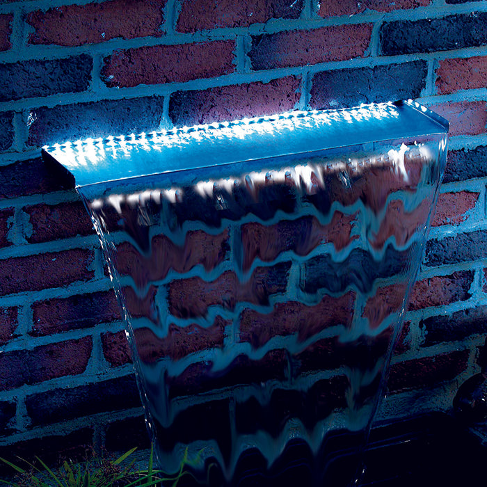 NIAGARA 30 LED WALL - cascade - Inox 316L, transfo 230VAC/12VAC-50Hz, 20 leds blanc, incl. connecteur 1" - LED : 180 Lumen, EEK A+, 3w - H10 x 30 x 20 cm