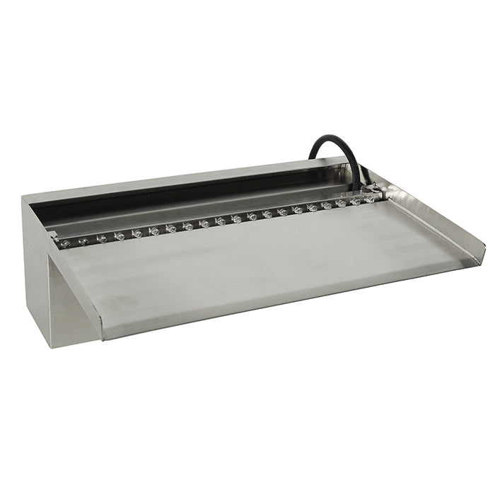 NIAGARA 30 LED WALL - cascade - Inox 316L, transfo 230VAC/12VAC-50Hz, 20 leds blanc, incl. connecteur 1" - LED : 180 Lumen, EEK A+, 3w - H10 x 30 x 20 cm