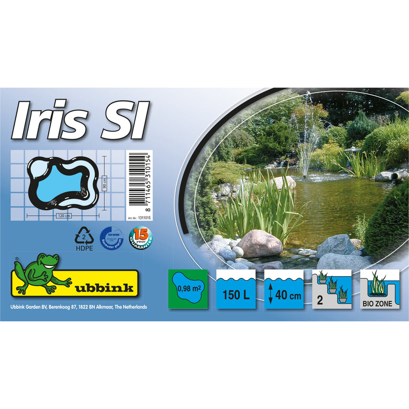 IRIS SI - bassin préformé - HDPE, surface 0,98 m², profondeur max 40 cm, volume d'eau 150 l - H40 x 120 x 90 cm