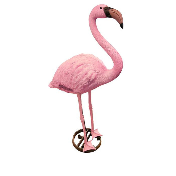 Flamant rose - sur 2 pattes, piquet de soutien inclus - H90 cm