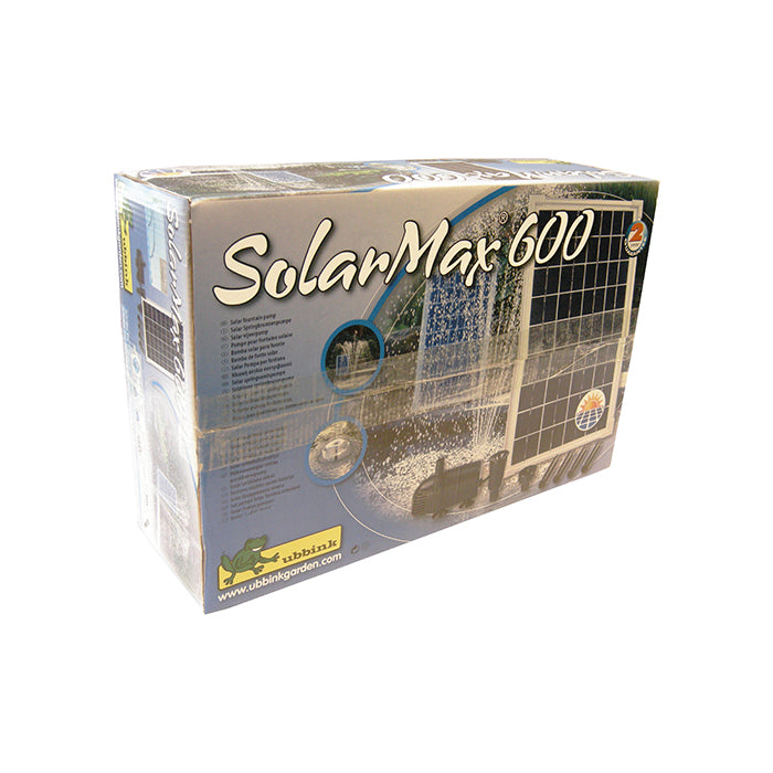 SOLARMAX 600 - pompe fontaine de bassin -panneau solaire, boîtier à piles sans accumulateur, Qmax(l/h) 610, 10w, Hmax(m) 1,70 - volcan et cloche d'eau