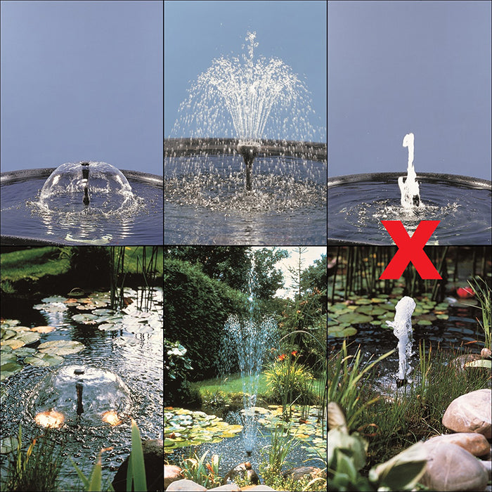 ELIMAX 1000 - pompe fontaine de bassin - Qmax(l/h) 1200, 15w, Hmax(m) 1,45, 1/2" - cloche d'eau 40cm, volcan H55x75 cm