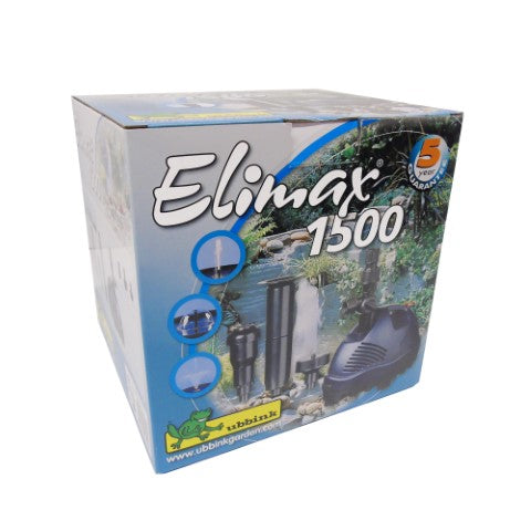 ELIMAX 1500 - pompe fontaine de bassin - Qmax(l/h) 1500, 20w, Hmax(m) 1,85, 1/2" - cloche d'eau 90cm, volcan H60x80 cm, jet moussant 15cm