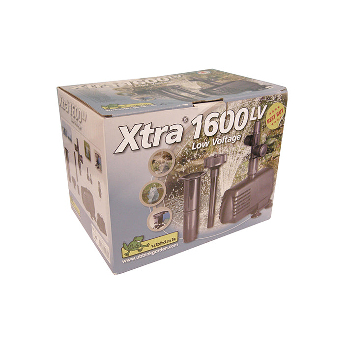 XTRA 1600 LV - pompe fontaine de bassin - 230VAC/12VAC, Qmax(l/h) 1750, 43w, Hmax(m) 1,90, 1/2" - cloche d'eau 45cm, volcan H80x55 cm