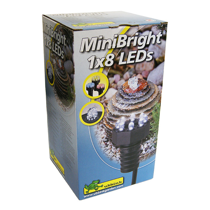 MINIBRIGHT 1x8 LEDs - 3 caches de couleurs par lampe, transfo 230VAC/12V, éclairage blanc - Lumen 60, EEK A+, 1w