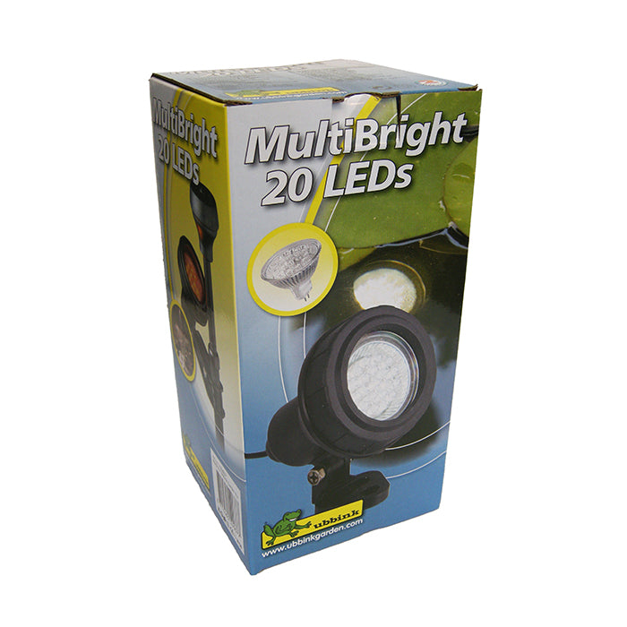 MULTIBRIGHT 20 LED - spot aquatique, 4 disques de couleurs par lampe, transfo 230VAC/12V, MR16 20 Led blanc - Lumen 180, EEK A+, 3w