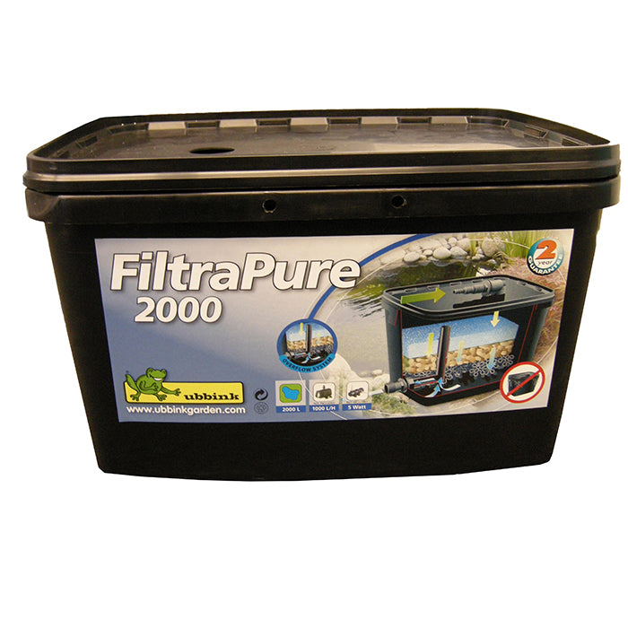 FILTRAPURE 2000 - filtre à une chambre - UVC 5w, mousse filtrante 1x, matériau filtrant 1,5kg + filet, bio balles 2l