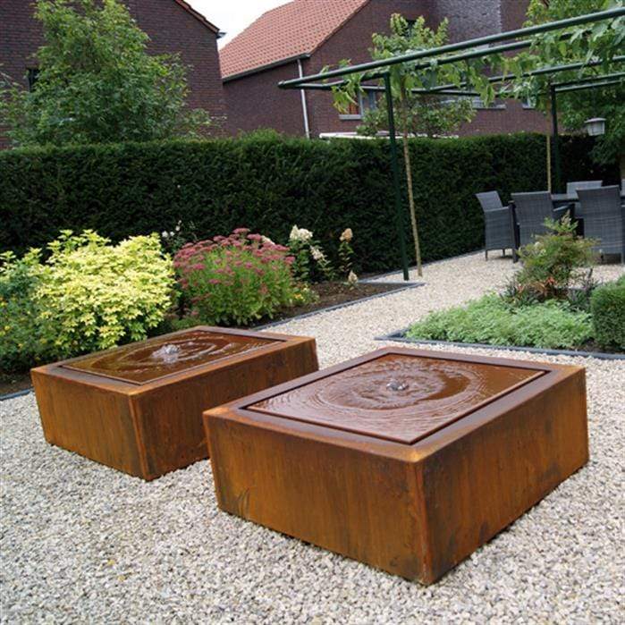 Foudebassin.com Tables d'eau Table d'eau en acier corten 100 x 100 x 40CM - Avec 1 fontaines + LED CB12