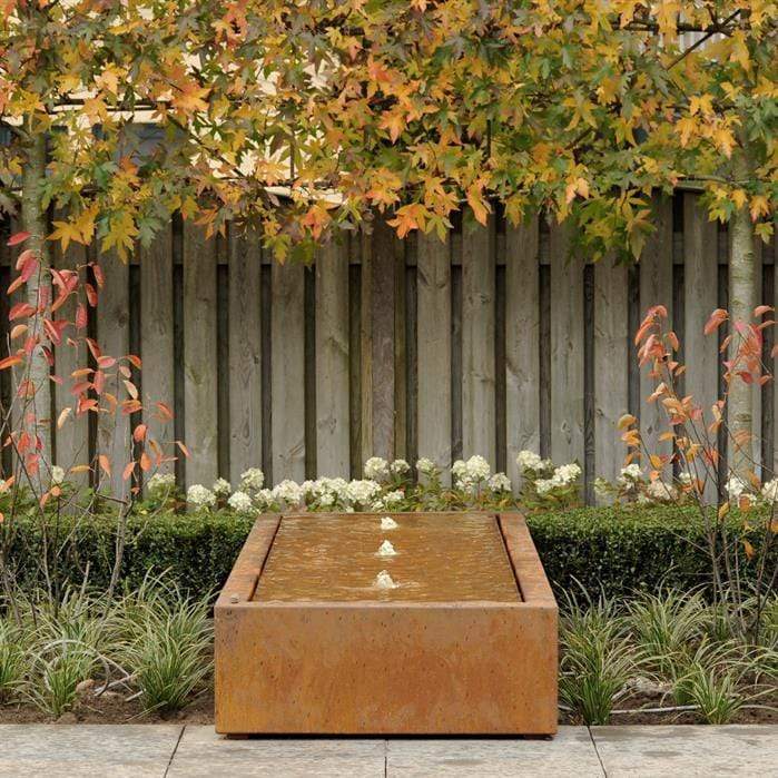 Foudebassin.com Tables d'eau Table d'eau en acier corten 200 x 800 x 40CM - Avec 2 fontaines + LED CB5