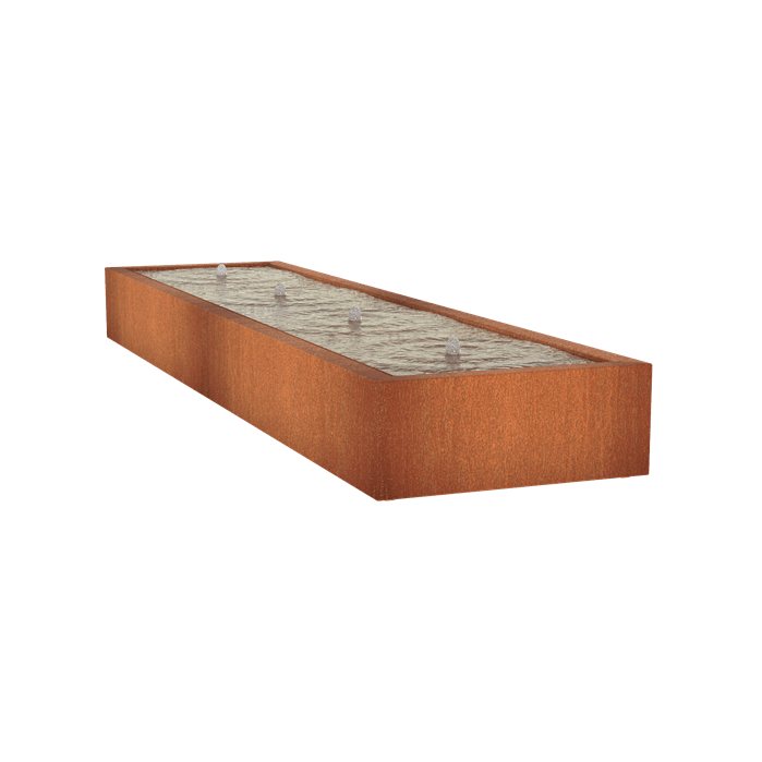 Foudebassin.com Tables d'eau Table d'eau en acier corten 400 x 100 x 40CM - Avec 4 fontaines + LED CB3