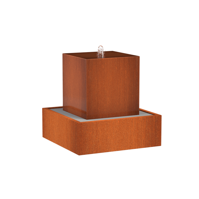 Foudebassin.com Tables d'eau Table d'eau en bloc en acier corten 70 x 70 x 70CM - Avec LED CWB1