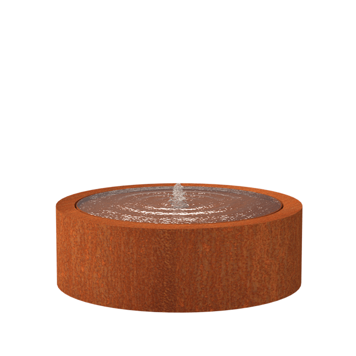 Foudebassin.com Tables d'eau Table d'eau rond en acier corten 120 x 40CM - Avec 1 fontaines + LED CBR5