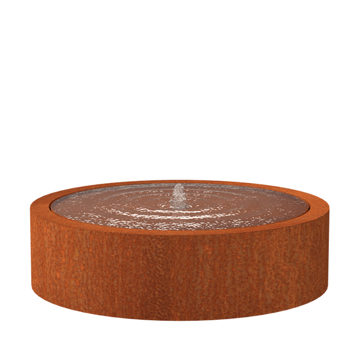 Foudebassin.com Tables d'eau Table d'eau rond en acier corten 145 x 40CM - Avec 1 fontaines + LED CBR4